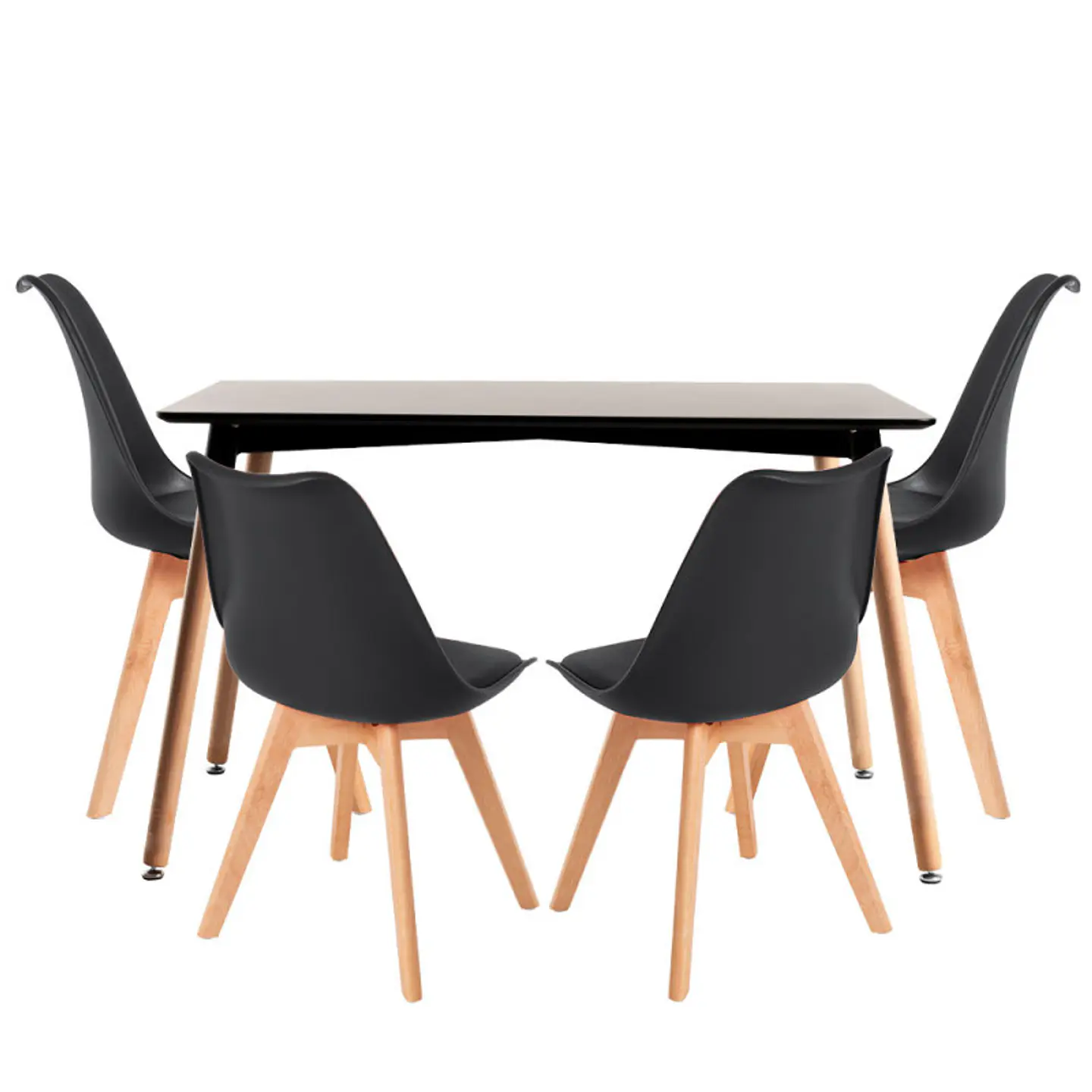 Mesa Rectangular Eames MDF + 4 Sillas Tulip Polipropileno con cojin- comedor 7
