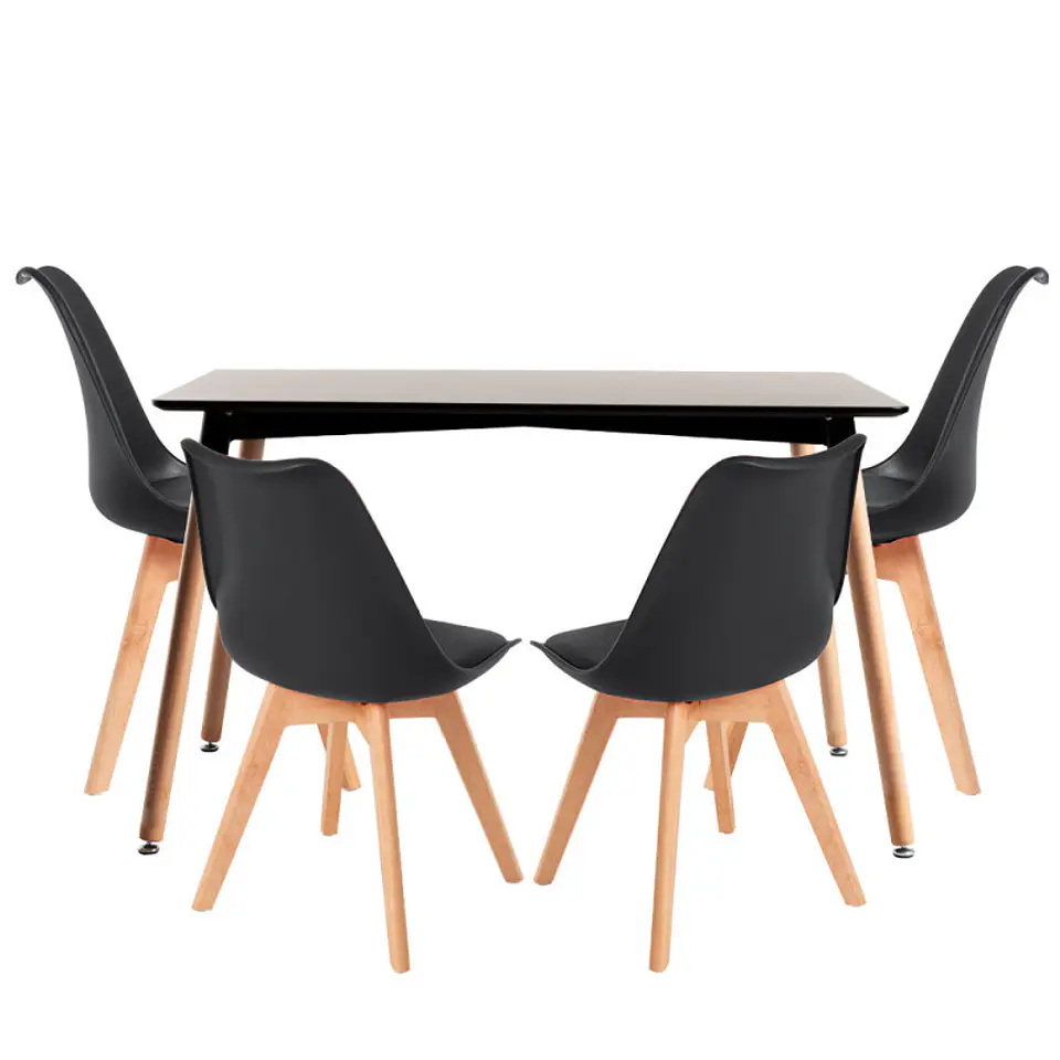 Mesa Rectangular Eames MDF + 4 Sillas Tulip Polipropileno con cojin- comedor 7