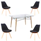 Mesa Rectangular europeo vidrio + 4 sillas Tulip acolchadas Lino- comedor 140cm - Miniatura 1