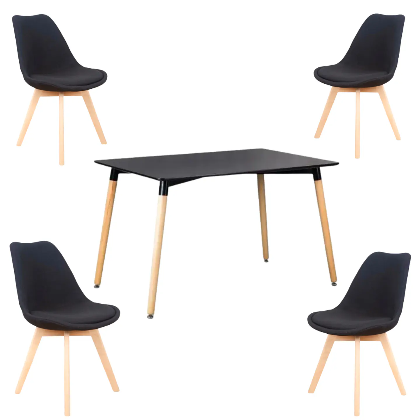Mesa Rectangular eames MDF + 4 Sillas Tulip Lino – Mesa 120x80cm 4