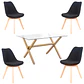 Mesa Rectangular cross chile vidrio + 4 sillas tulip acolchadas Lino- comedor 130cm - Miniatura 2