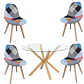 Comedor Redondo Vidrio 4 Sillas Patchwork – Mesa 120cm - Miniatura 3