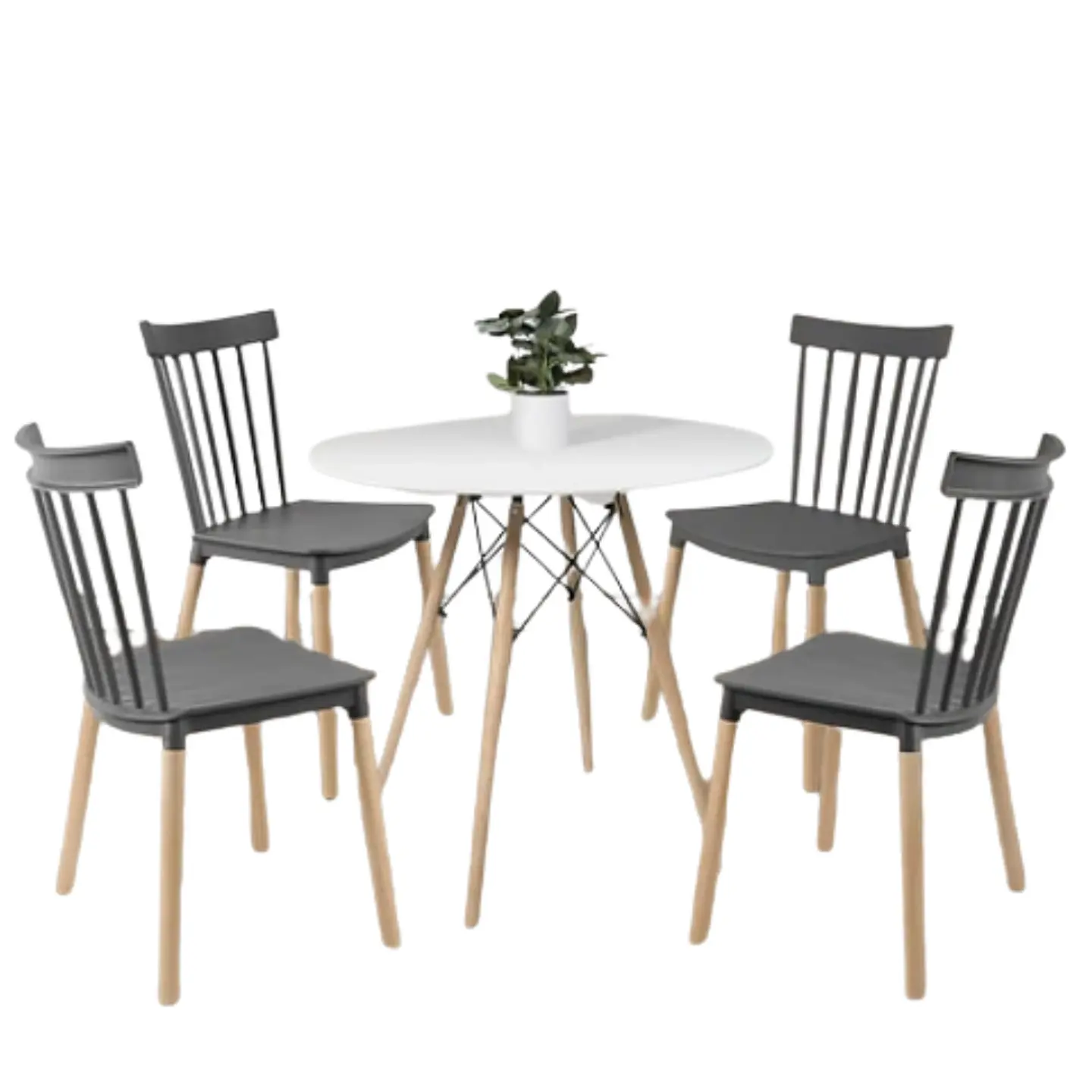 Comedor Redondo Melamina 4 Sillas Windsor – Mesa 120cm 8