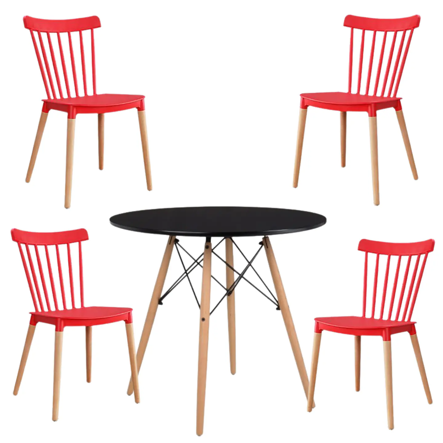 Comedor Redondo Melamina 4 Sillas Windsor – Mesa 120cm 11