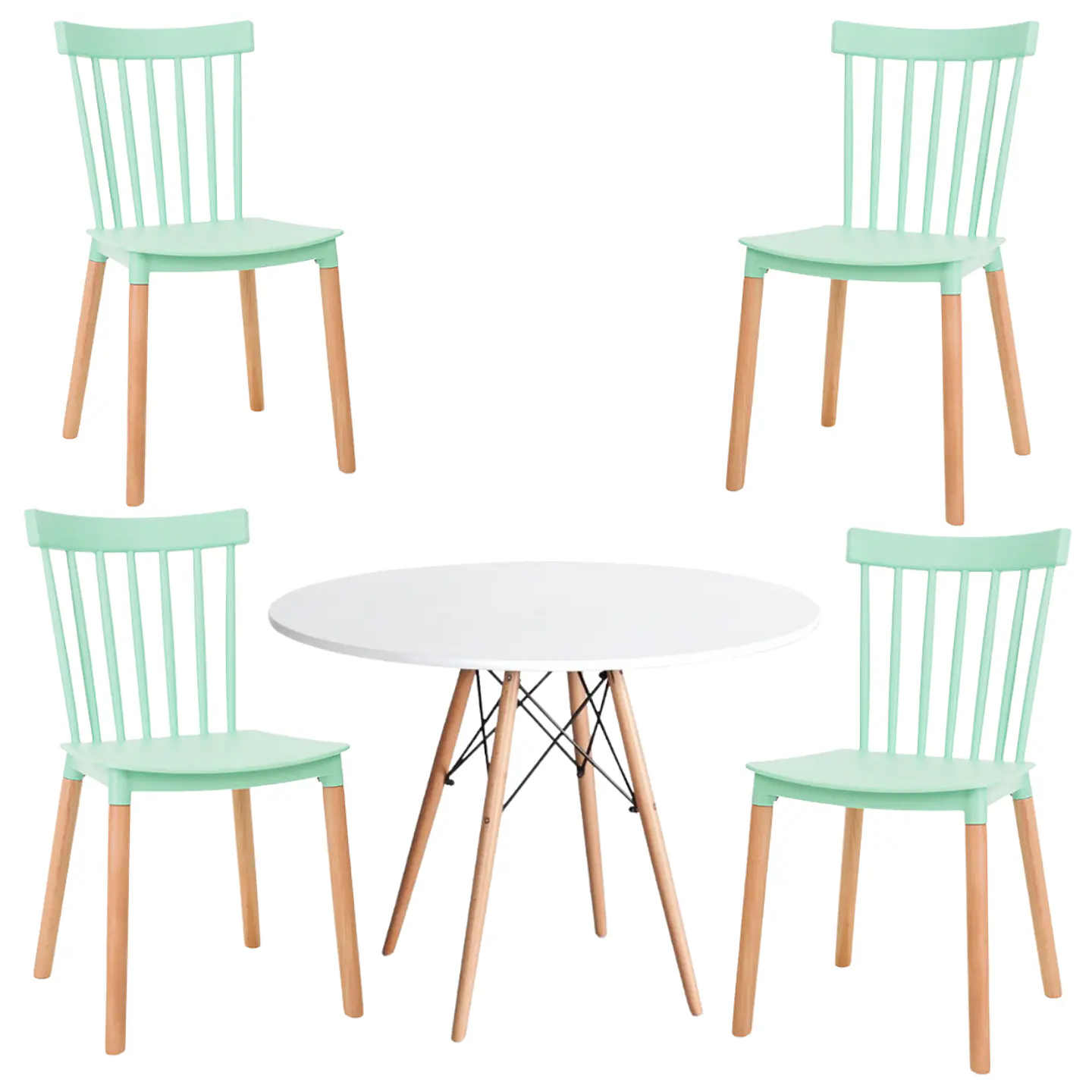 Comedor Redondo Melamina 4 Sillas Windsor – Mesa 120cm 7