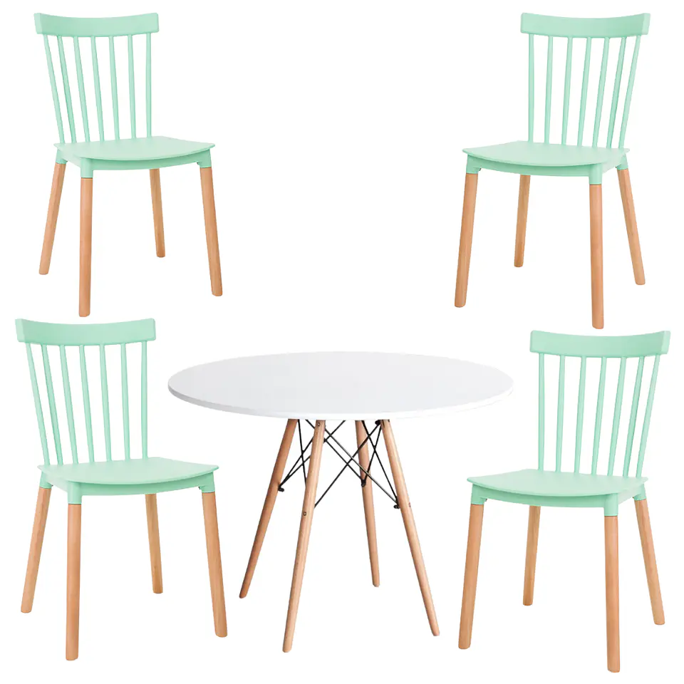 Comedor Redondo Melamina 4 Sillas Windsor – Mesa 120cm 7