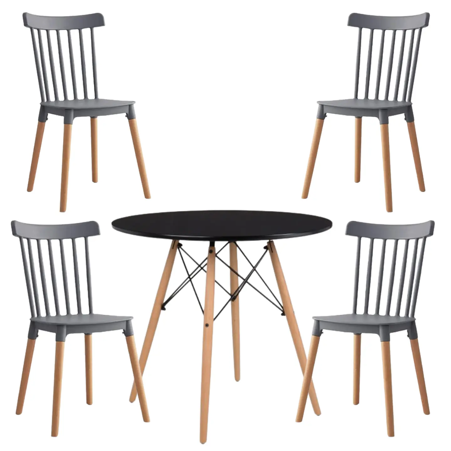 Comedor Redondo Melamina 4 Sillas Windsor – Mesa 120cm 12