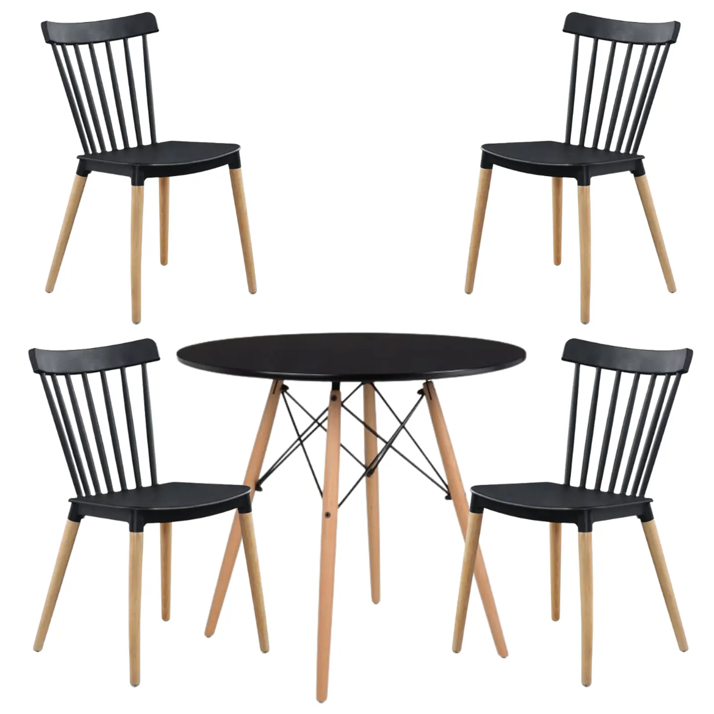 Comedor Redondo Melamina 4 Sillas Windsor – Mesa 120cm 15