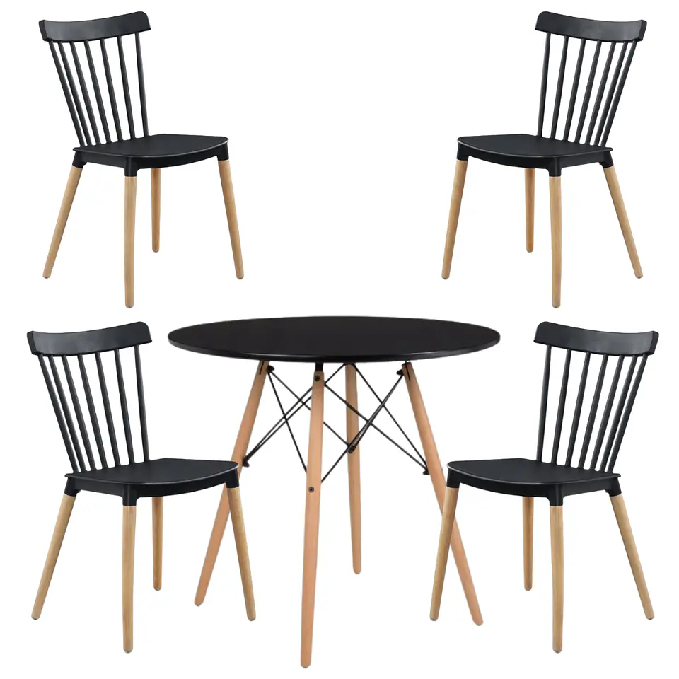 Comedor Redondo Melamina 4 Sillas Windsor – Mesa 120cm 15