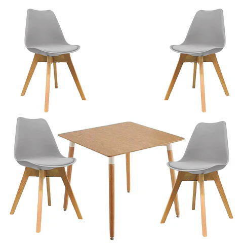 Comedor Cuadrado Melamina 4 Sillas Tulip – Mesa 80x80cm