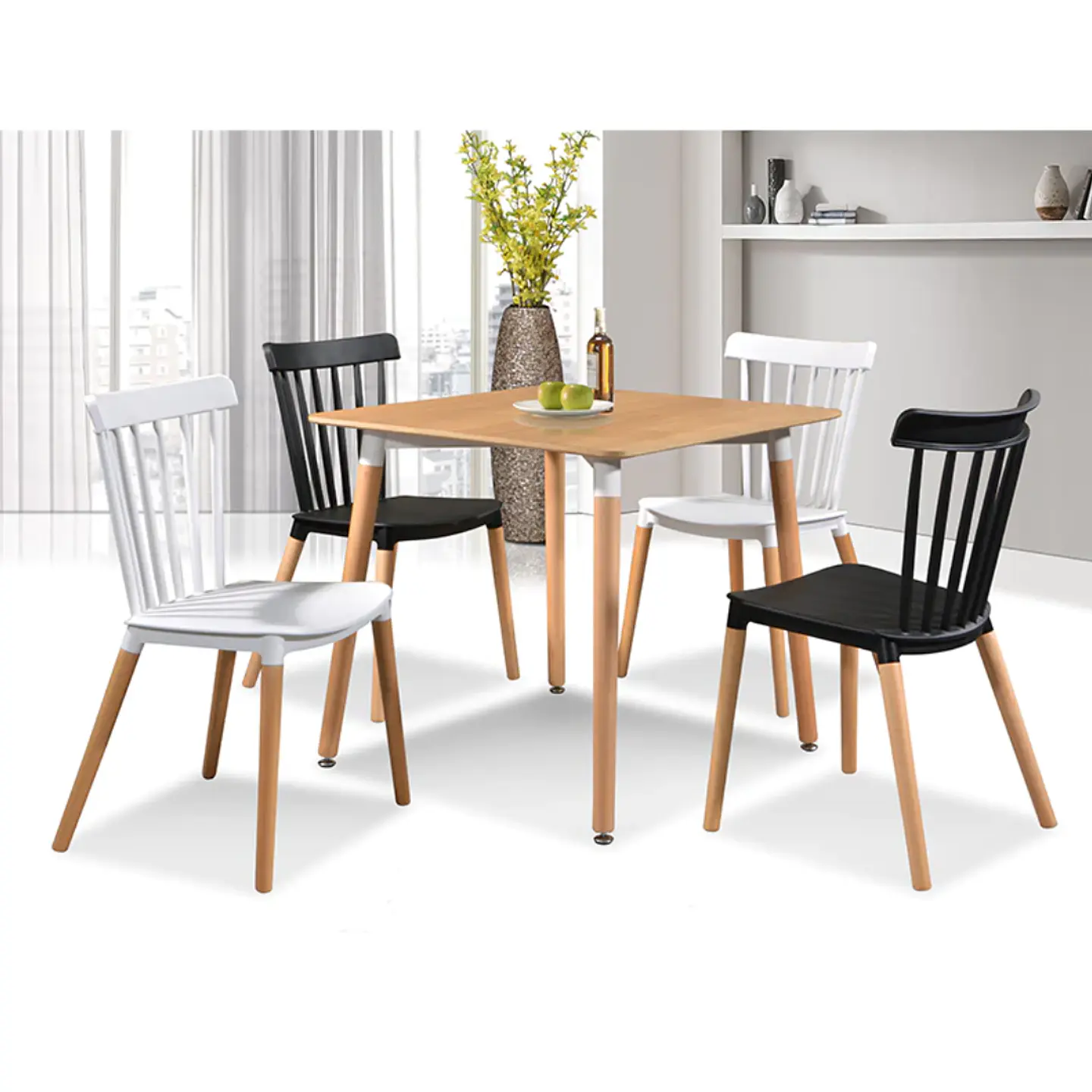 Comedor Cuadrado Melamina 4 Sillas Windsor – Mesa 80x80cm 1