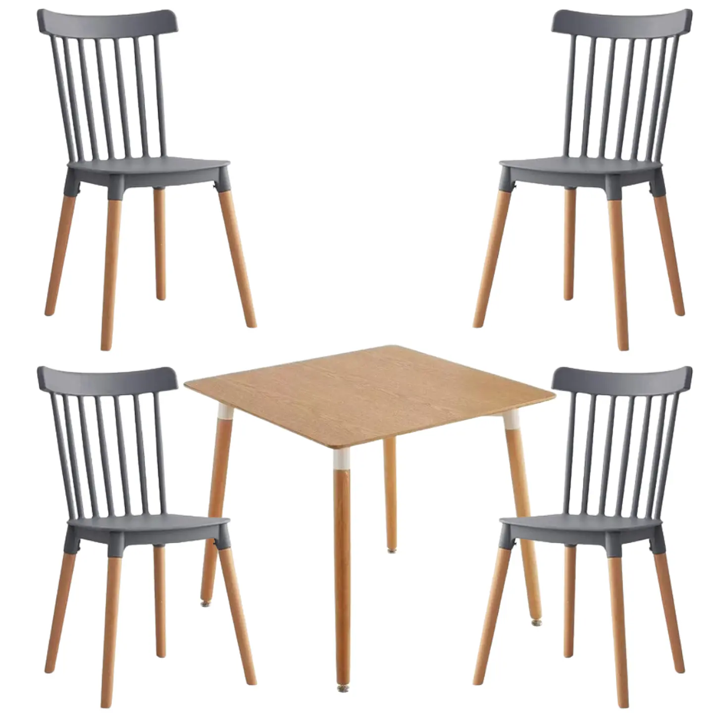 Comedor Cuadrado Melamina 4 Sillas Windsor – Mesa 80x80cm 3