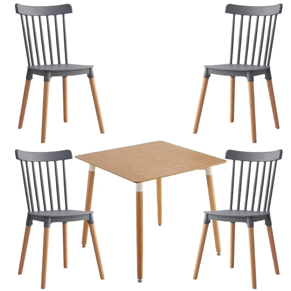 Comedor Cuadrado Melamina 4 Sillas Windsor – Mesa 80x80cm 3