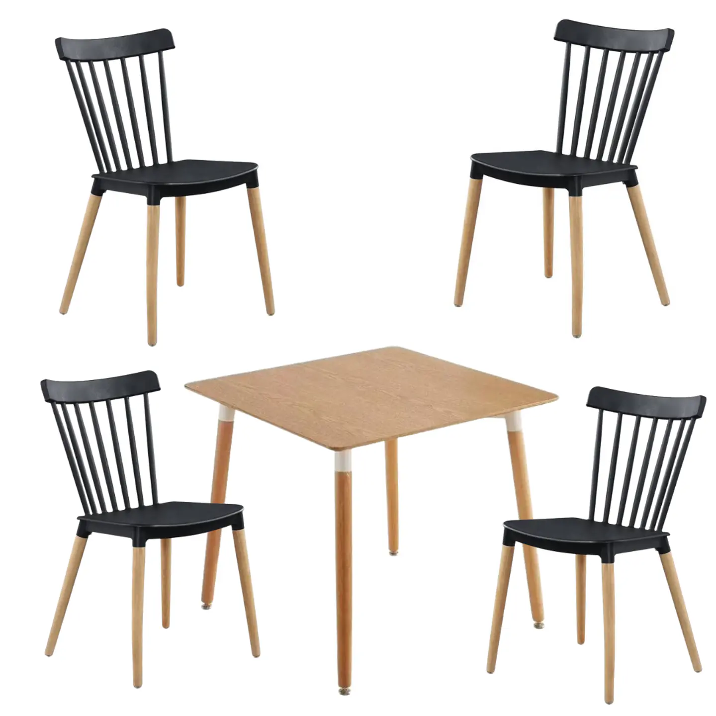 Comedor Cuadrado Melamina 4 Sillas Windsor – Mesa 80x80cm 5