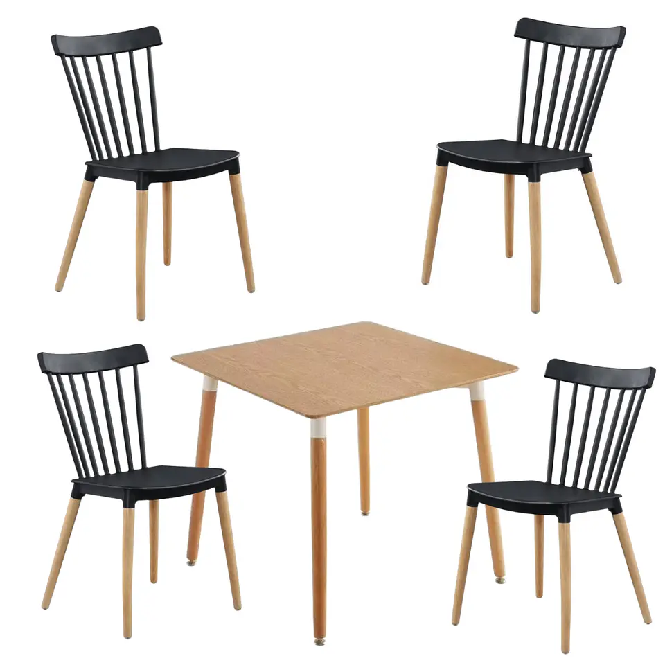 Comedor Cuadrado Melamina 4 Sillas Windsor – Mesa 80x80cm 5