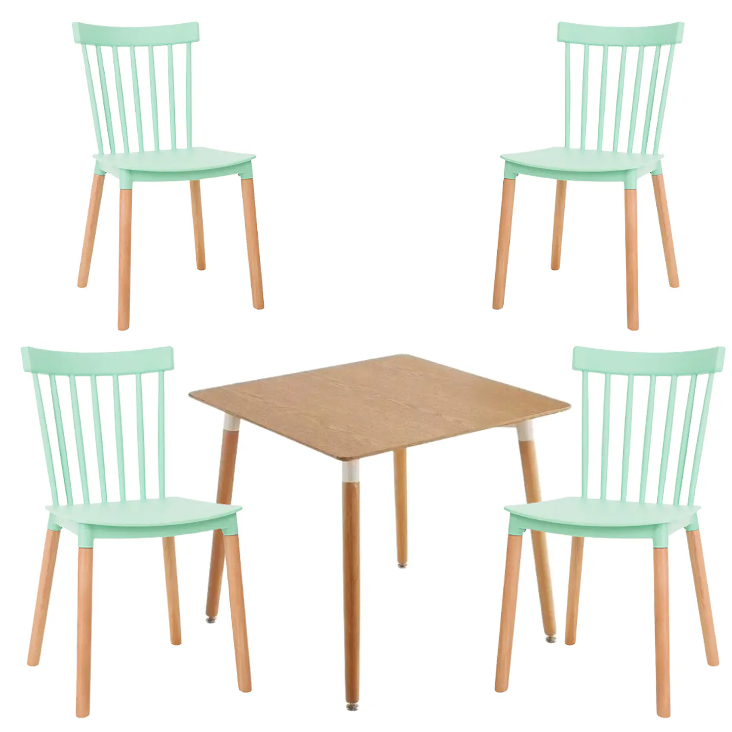 Comedor Cuadrado Melamina 4 Sillas Windsor – Mesa 80x80cm 6