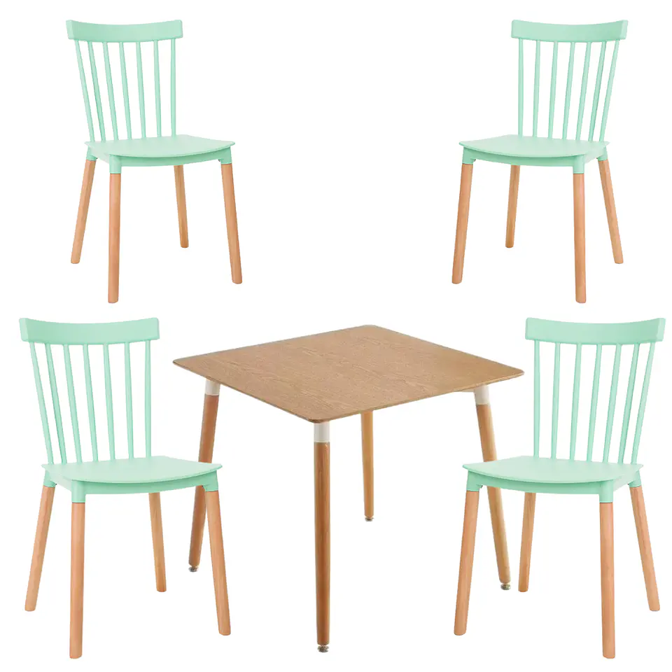 Comedor Cuadrado Melamina 4 Sillas Windsor – Mesa 80x80cm 6
