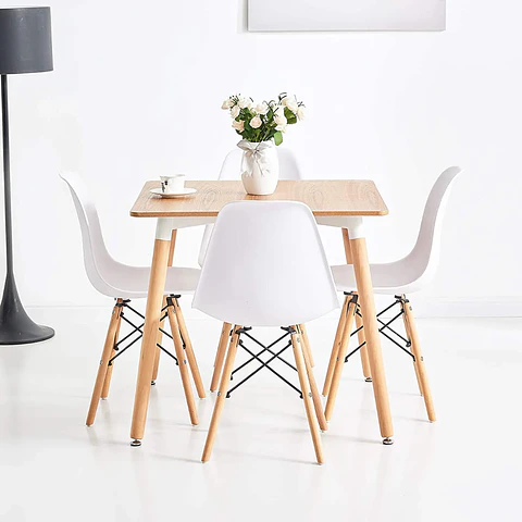 Comedor Cuadrado Melamina 4 Sillas Eames – Mesa 80x80cm