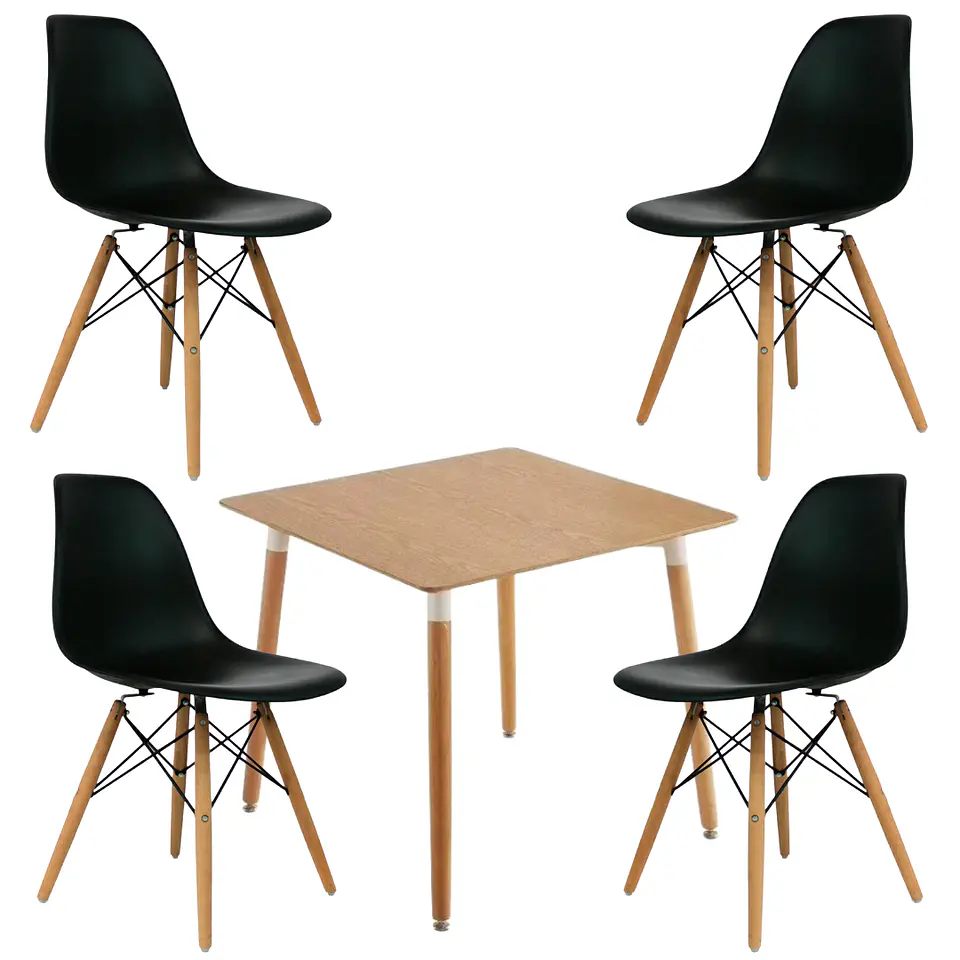 Comedor Cuadrado Melamina 4 Sillas Eames – Mesa 80x80cm 2