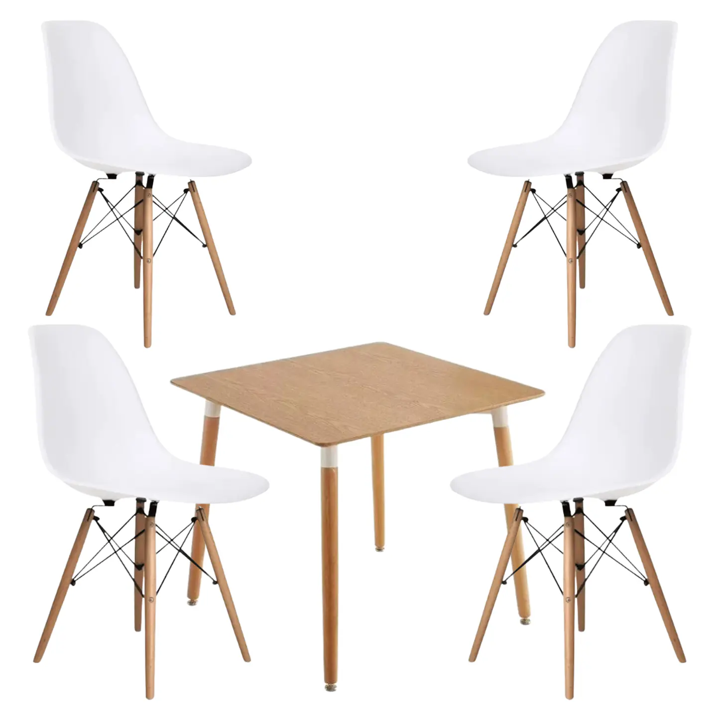 Comedor Cuadrado Melamina 4 Sillas Eames – Mesa 80x80cm 3