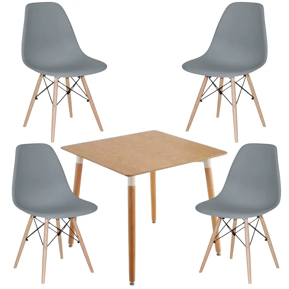 Comedor Cuadrado Melamina 4 Sillas Eames – Mesa 80x80cm 4