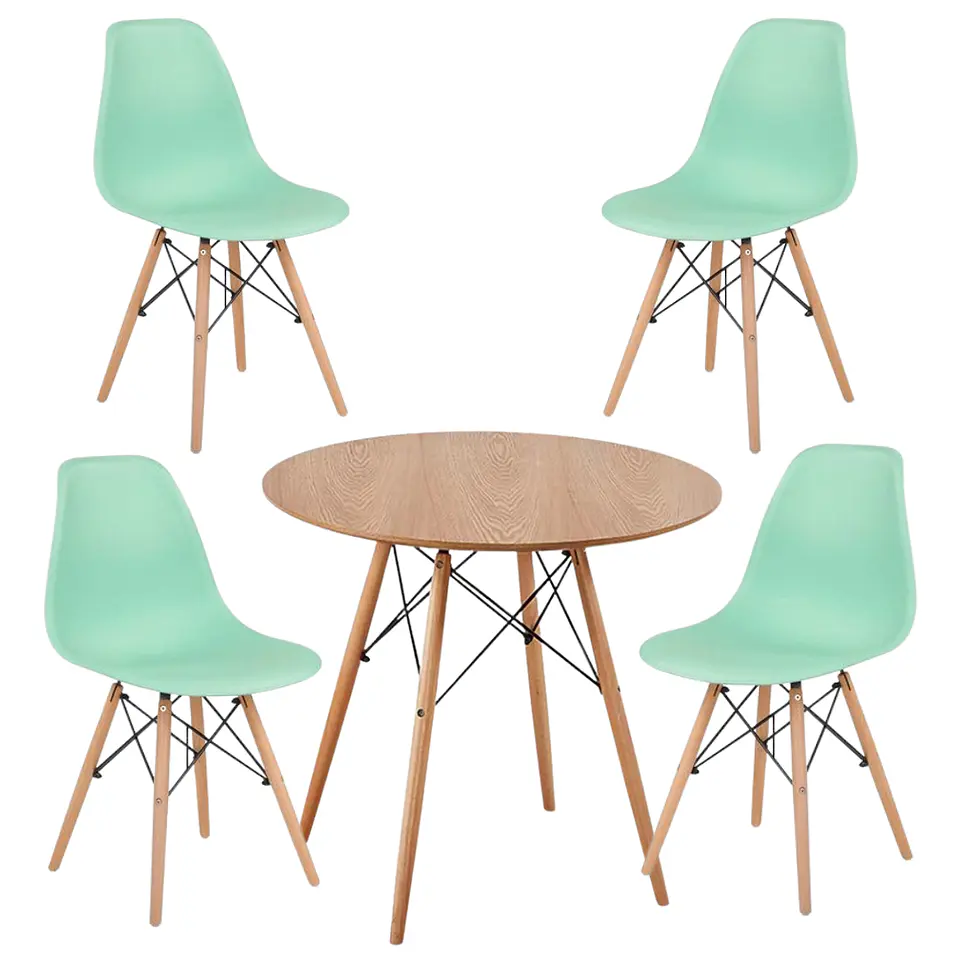 Mesa Redonda Melamina +4 Sillas Eames – Comedor 120cm 7