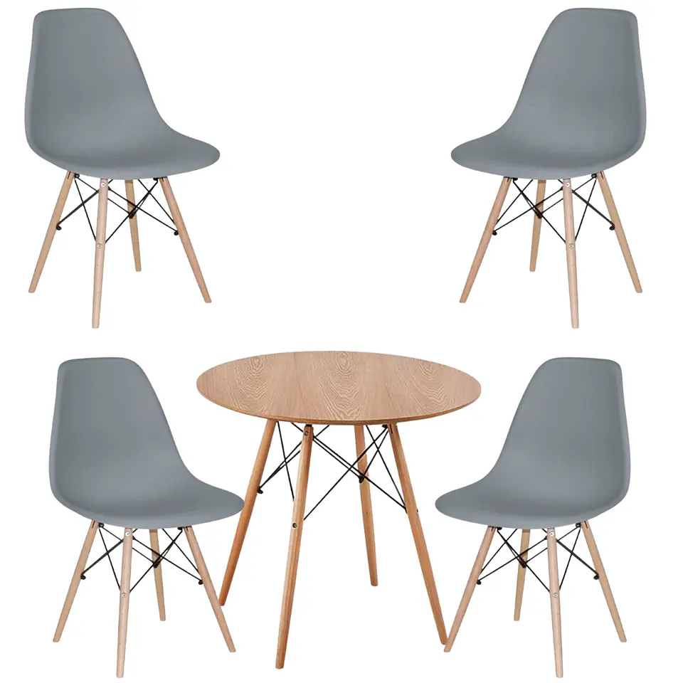 Mesa Redonda Melamina +4 Sillas Eames – Comedor 120cm 8