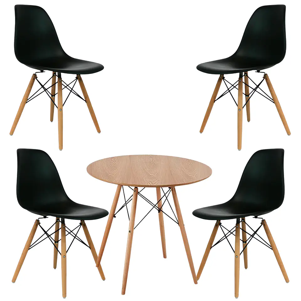 Mesa Redonda Melamina +4 Sillas Eames – Comedor 120cm 6