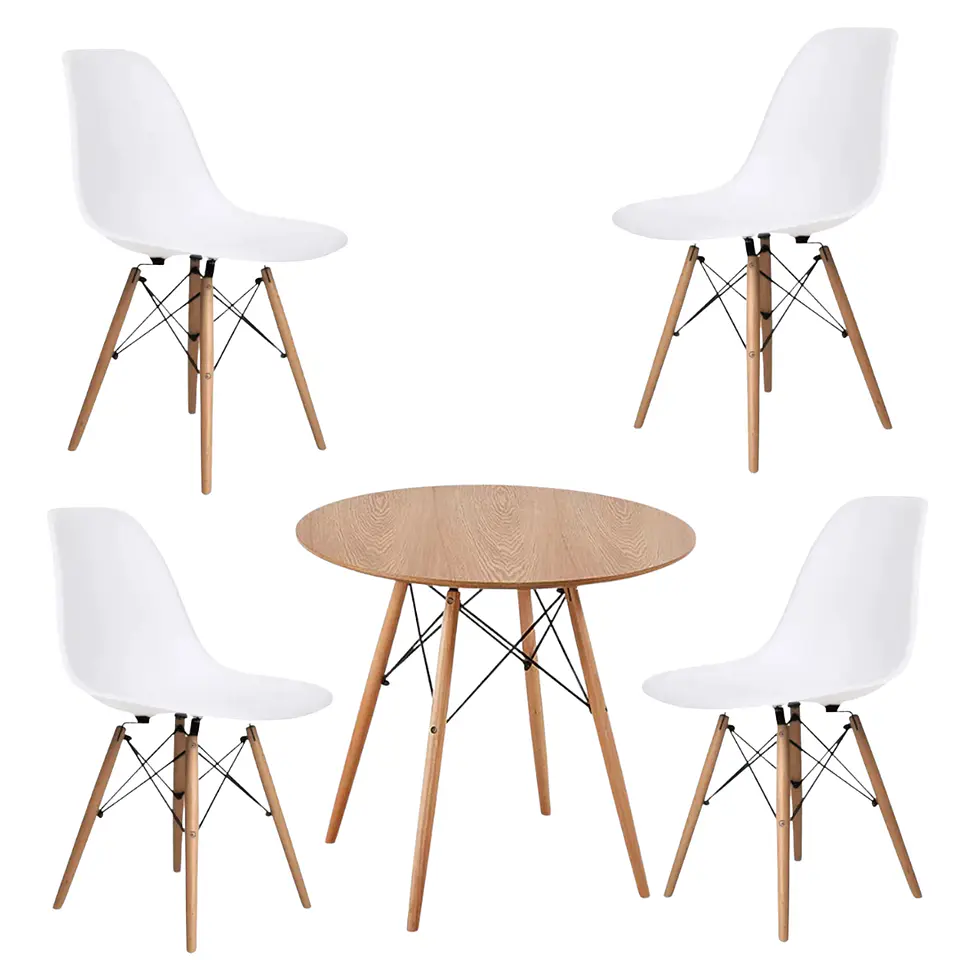 Mesa Redonda Melamina +4 Sillas Eames – Comedor 120cm 9
