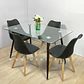 Comedor Rectangular Vidrio 4 Sillas Eames – Mesa 100cm - Miniatura 2