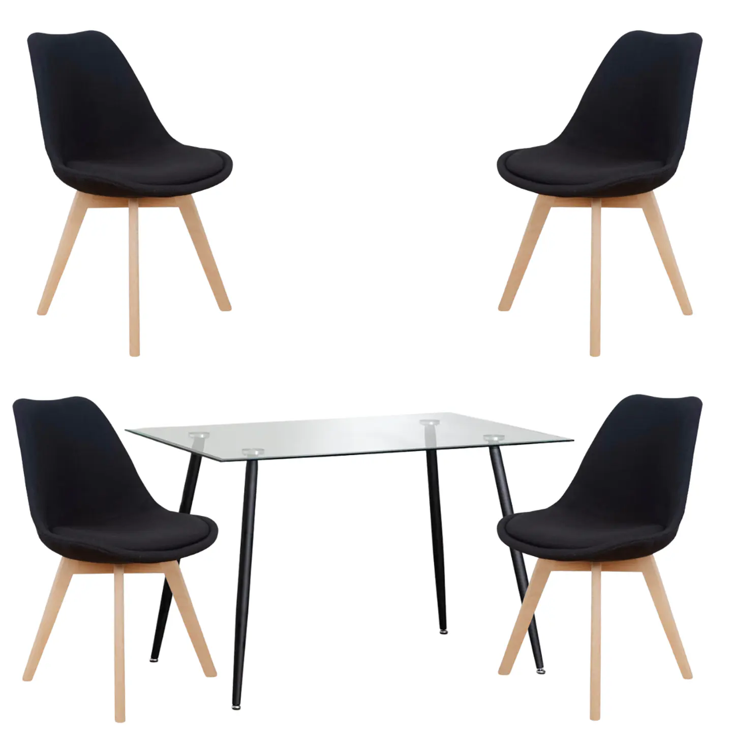 Comedor Rectangular Vidrio 4 Sillas Eames – Mesa 100cm 1