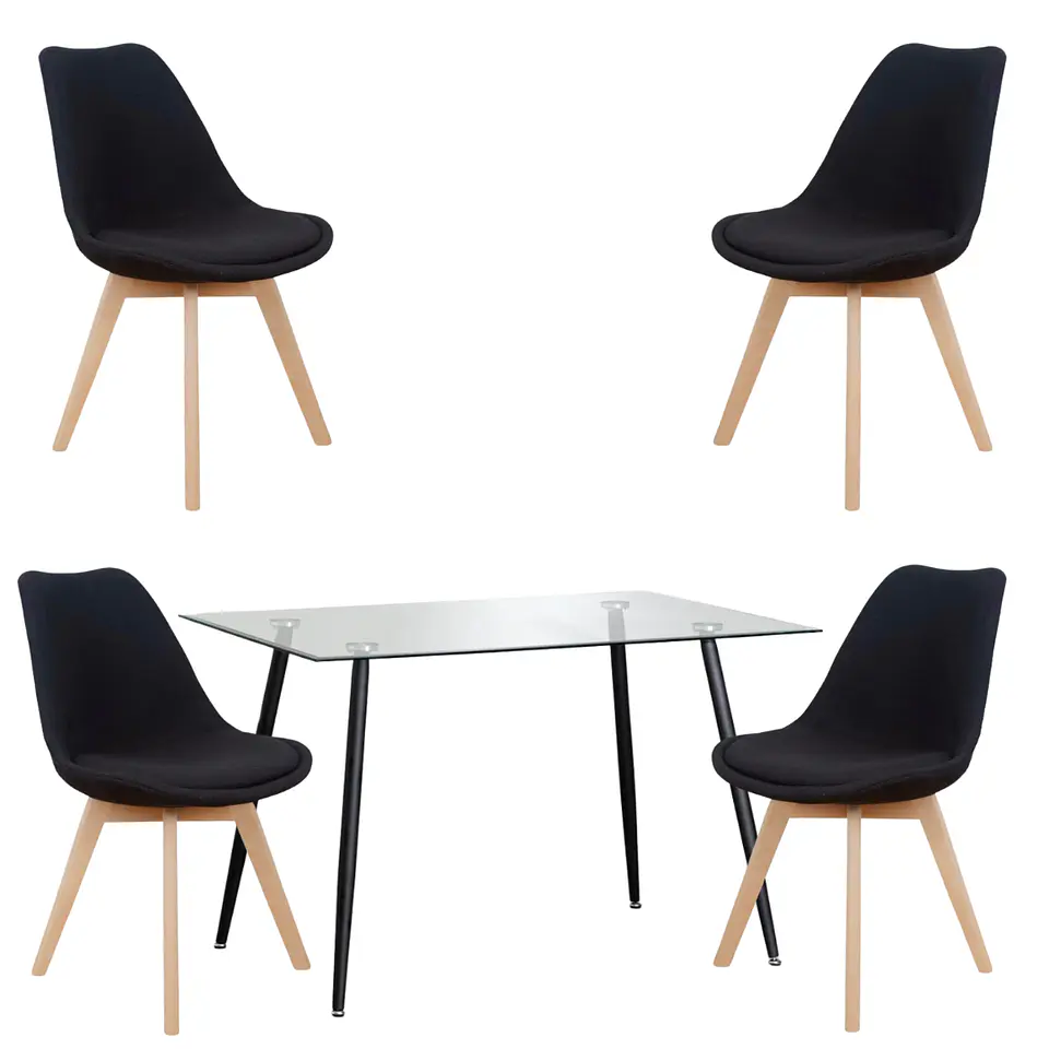 Comedor Rectangular Vidrio 4 Sillas Eames – Mesa 100cm 1