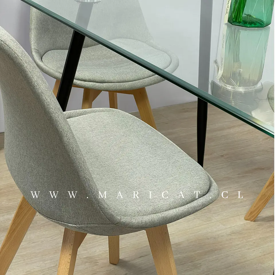 Comedor Rectangular Vidrio 4 Sillas Eames – Mesa 100cm 3