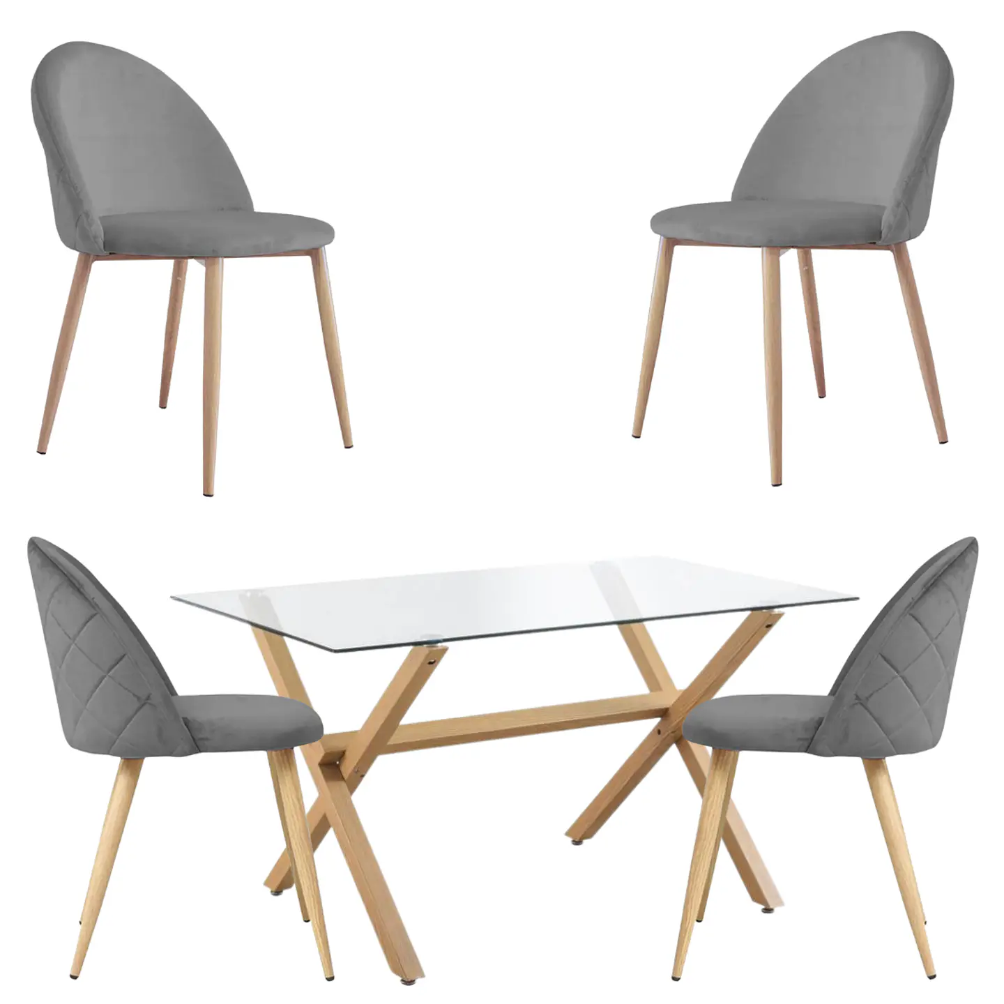 Comedor Rectangular Vidrio 4 Sillas Eames – Mesa 100cm 1
