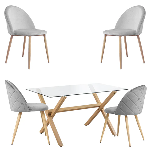 Comedor Rectangular Vidrio 4 Sillas Eames – Mesa 100cm