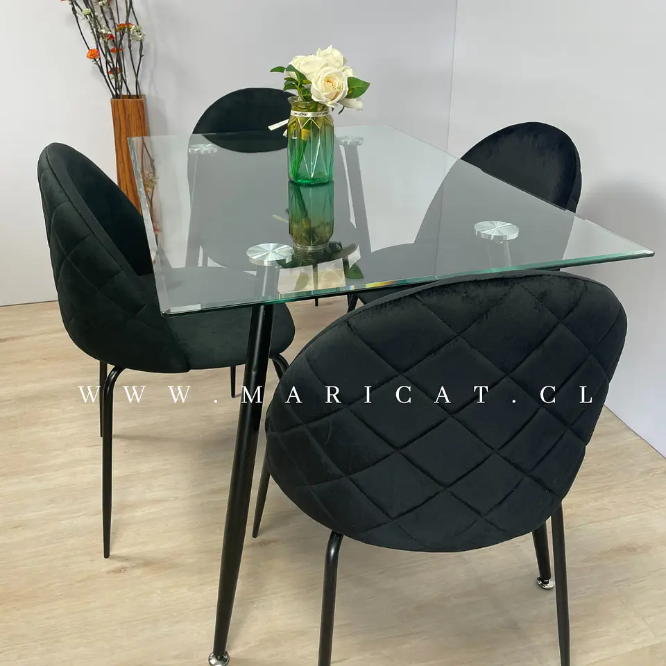 Comedor Rectangular Vidrio 4 Sillas Eames – Mesa 100cm 2