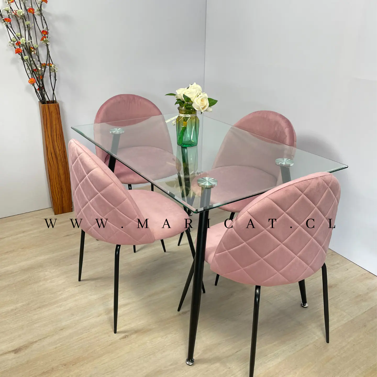Comedor Rectangular Vidrio 4 Sillas Eames – Mesa 100cm 4