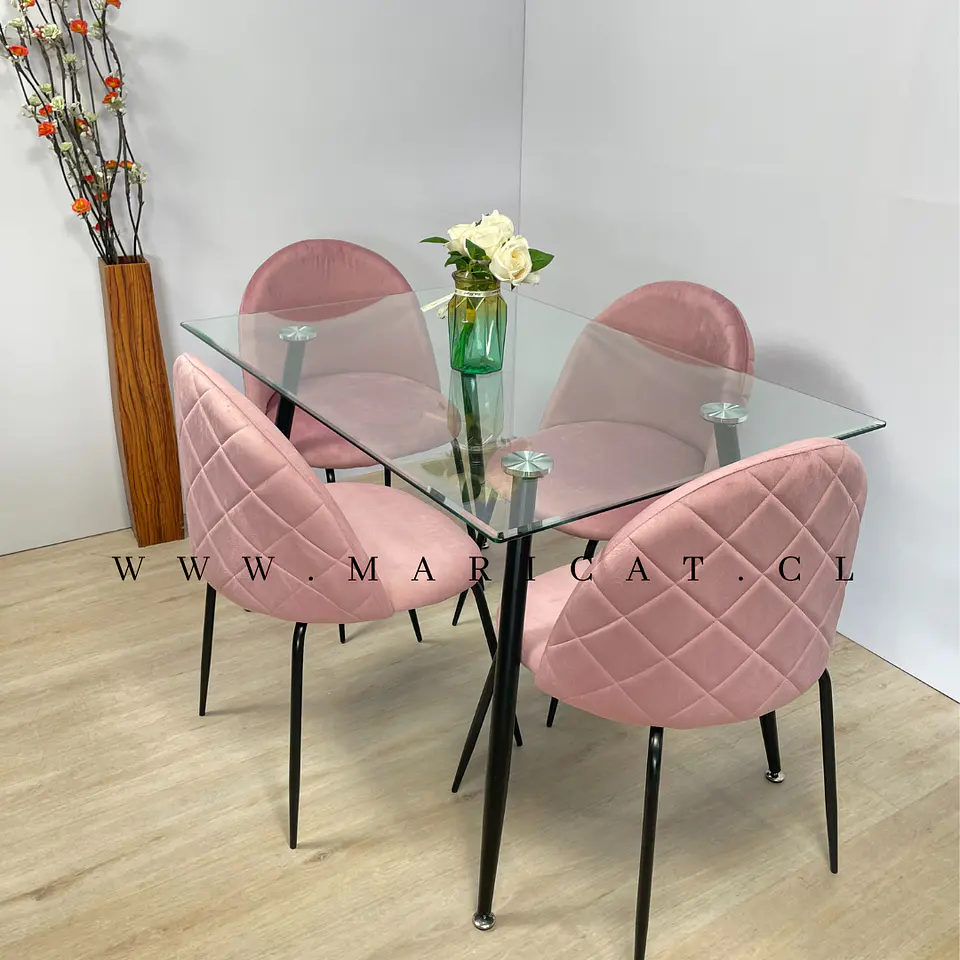 Comedor Rectangular Vidrio 4 Sillas Eames – Mesa 100cm 4