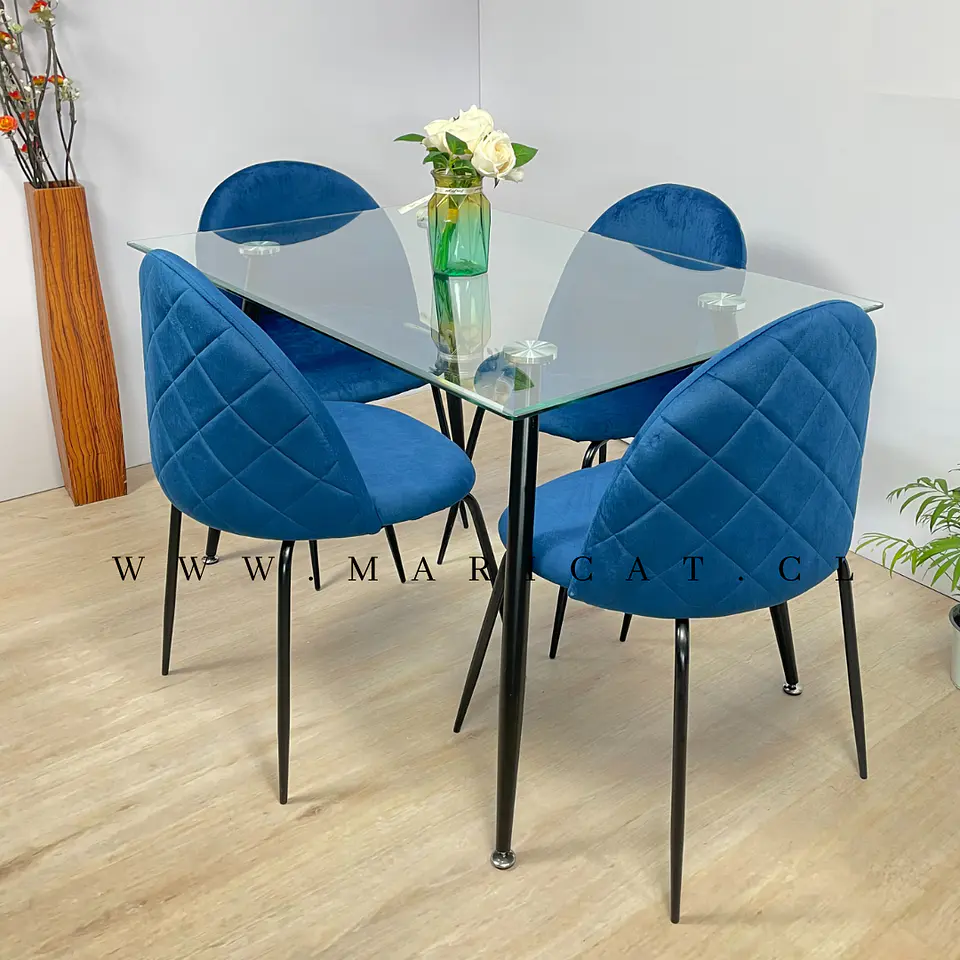 Comedor Rectangular Vidrio 4 Sillas Eames – Mesa 100cm 3