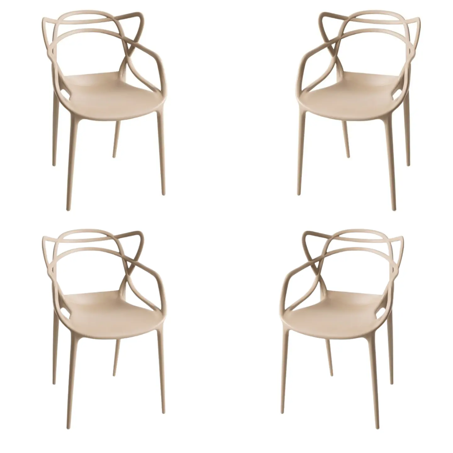 Pack de 4 Sillas Master Polipropileno Apilable- comedor terraza restaurant 4