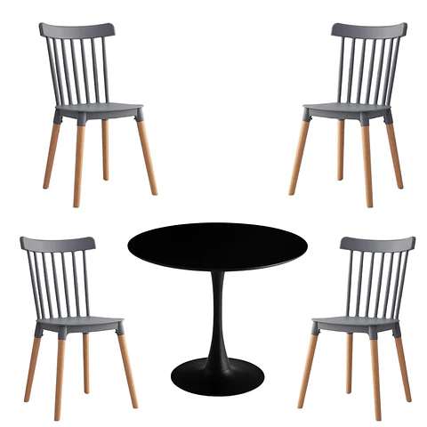 Comedor Redondo Melamina 4 Sillas Tulip – Mesa 100cm