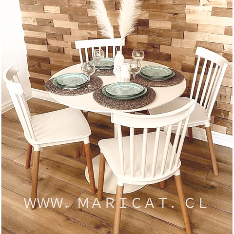 Comedor Redondo Melamina 4 Sillas Tulip – Mesa 100cm