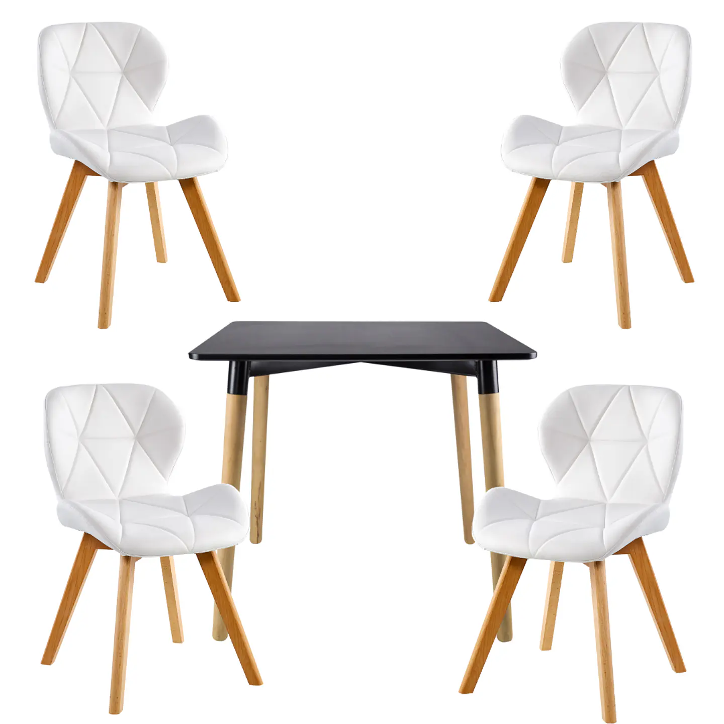 Mesa Cuadrada Eames MDF + 4 Sillas Mariposa Ecocuero Acolchadas- Comedor Cocina Living 4
