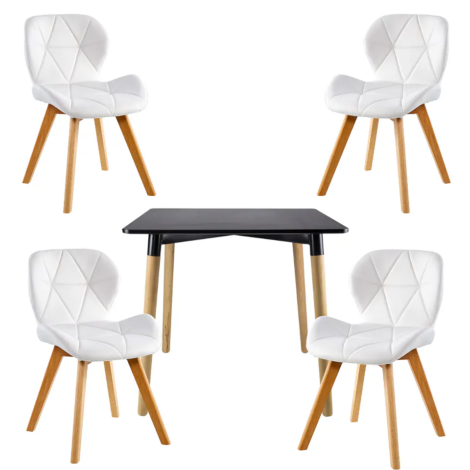 Mesa Cuadrada Eames MDF + 4 Sillas Mariposa Ecocuero Acolchadas- Comedor Cocina Living 4
