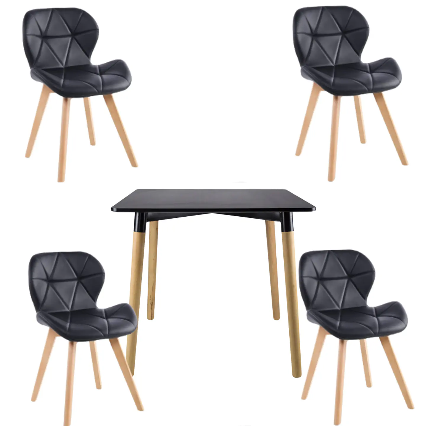 Mesa Cuadrada Eames MDF + 4 Sillas Mariposa Ecocuero Acolchadas- Comedor Cocina Living 3