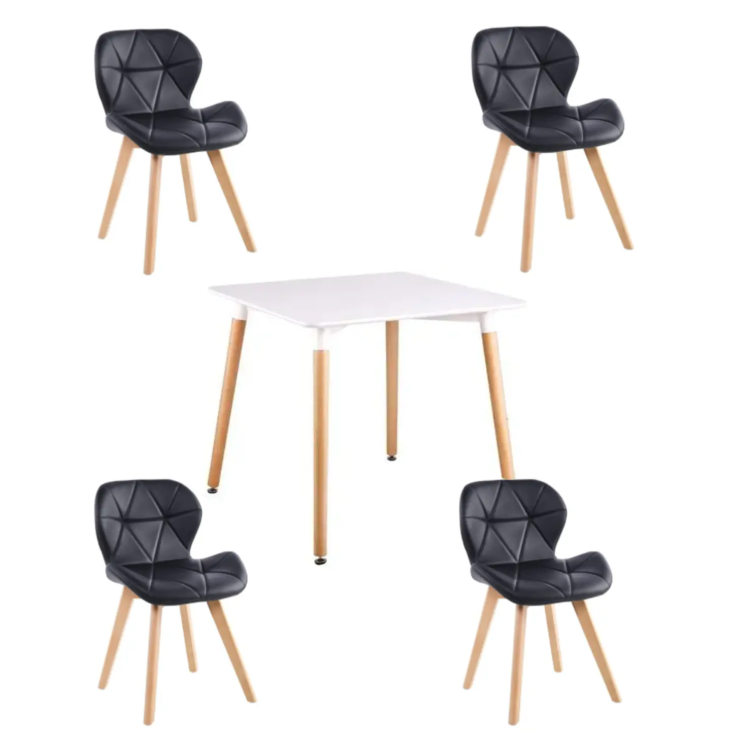 Mesa Cuadrada Eames MDF + 4 Sillas Mariposa Ecocuero Acolchadas- Comedor Cocina Living 5