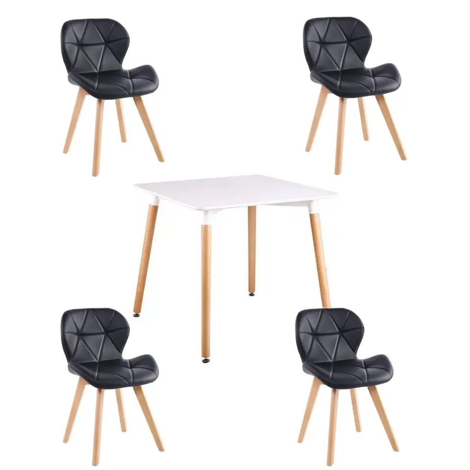 Mesa Cuadrada Eames MDF + 4 Sillas Mariposa Ecocuero Acolchadas- Comedor Cocina Living 5