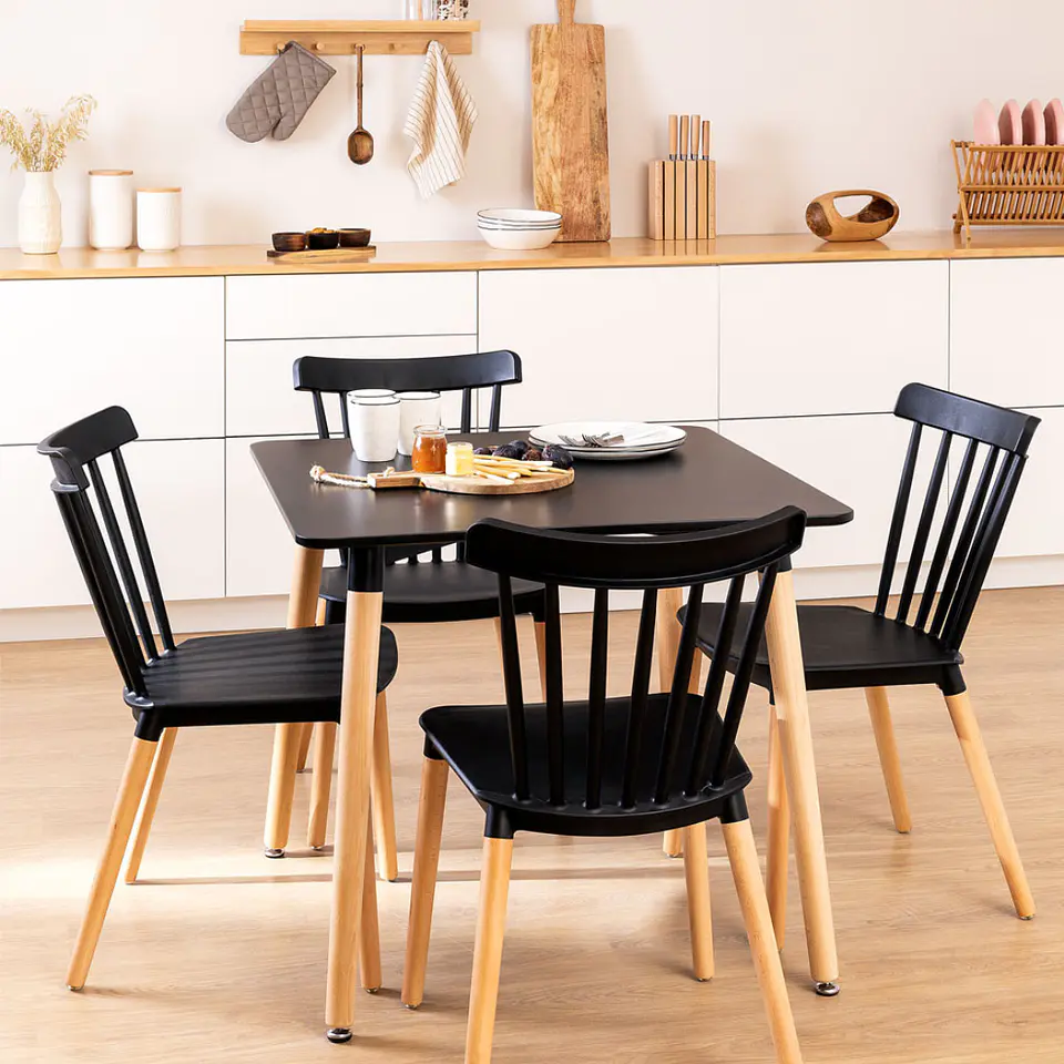 Mesa Cuadrada eames MDF + 4 Sillas Windsor- comedor 80cm 2