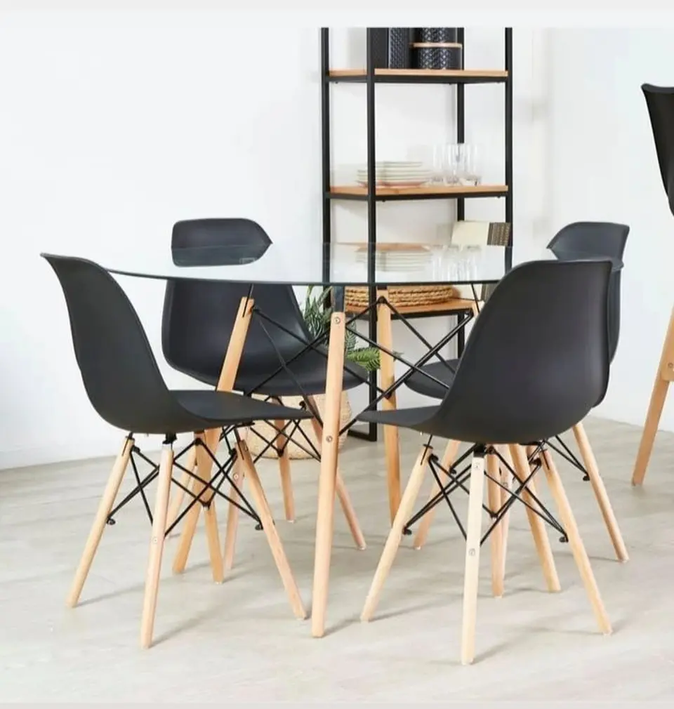 Comedor Redondo Madera 4 Sillas Eames – Mesa 120cm 2