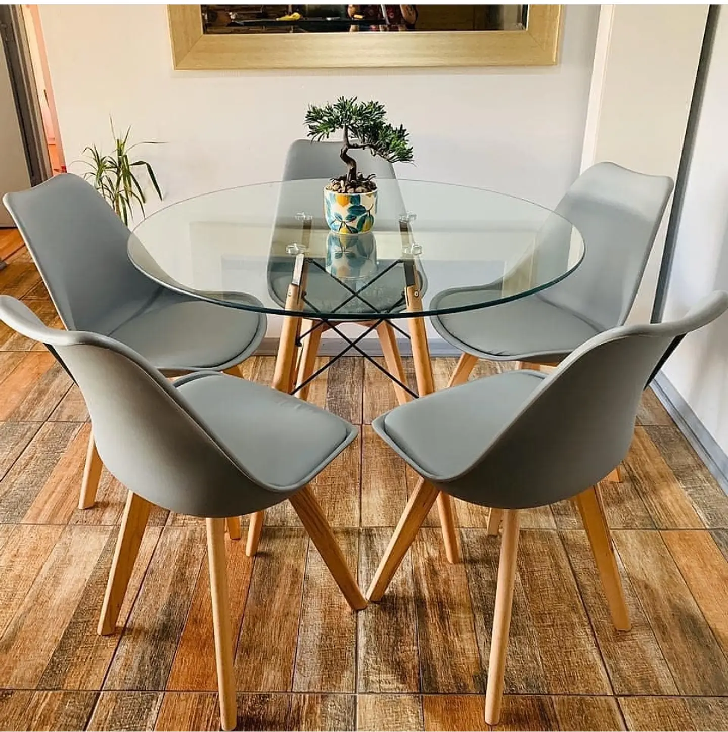 Comedor Redondo Vidrio 4 Sillas Tulip – Mesa 120cm 4